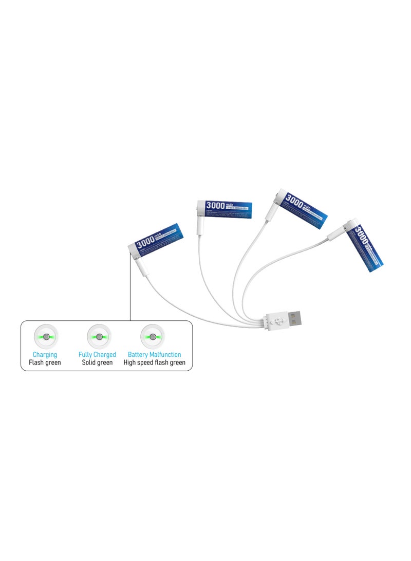 XTAR 4pcs 1.5V AA LR 3000mAh USB-C Lithium Battery - Image 4
